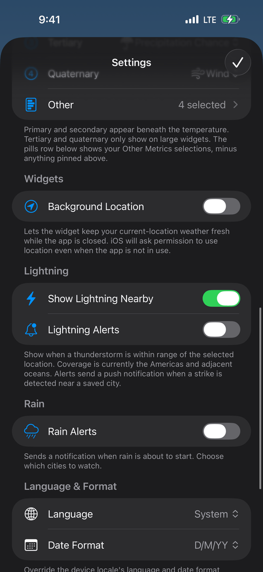 Settings screenshot